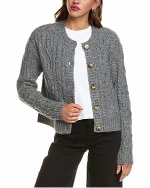RD International Formica Long Sleeve Crew Neck Cardigan - Gray