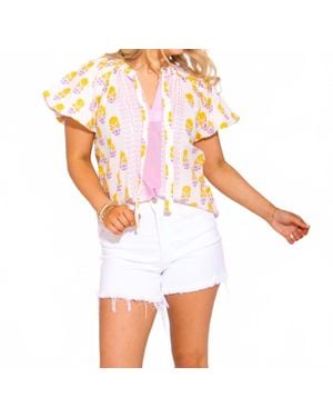 Ivy Jane Border Block Print Top - White