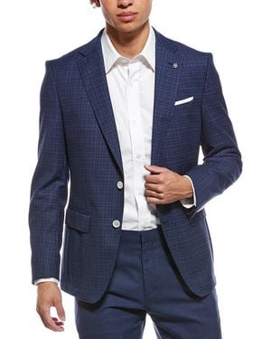 BOSS Hutson Slim Fit Wool Blazer - Blue