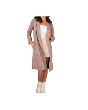 Love Poem Molly Mae Vegan Suede Trench Coat - Natural