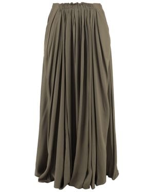 Sa Su Phi Army Pleated Cotton-Blend Maxi Skirt - Gray