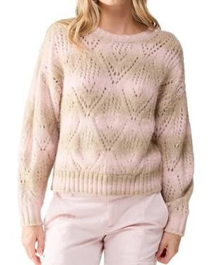 Sanctuary Striped Pointelle Sweater - Pink