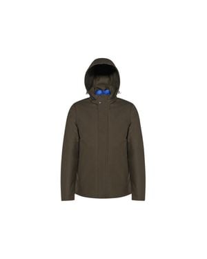 Geox Recanati Dark Technical Flannel Hooded Jacket - Brown