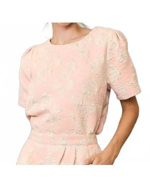 Umgee Jacquard Short Sleeve Top - Pink
