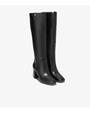 Cole Haan Chrystie M Leather Knee High Riding Boots Rhs7883 - Black
