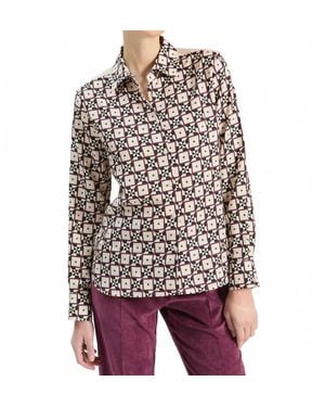 Vilagallo Isa Sol Geo Print Shirt - Natural