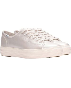 Keds Triple Kick Leather Sneaker Pearlized Kw-Trkick-8 - White