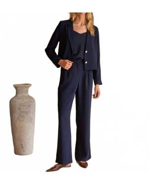 Skies Are Blue Long Sleeve Cropped Blazer - Blue