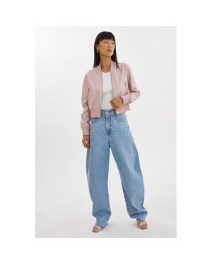Lamarque Kordella Reversible Leather Bomber Jacket - Blue