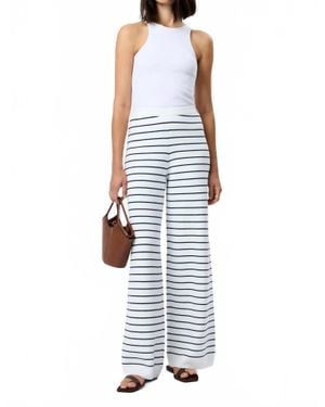 French Connection Marley Knit Striped Wide Leg Pants - White