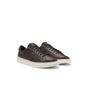 BOSS Leather Sneakers With Suede Trims - Black