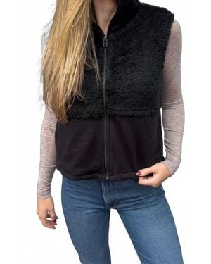 Bobi Mixed Zip Up Vest - Black