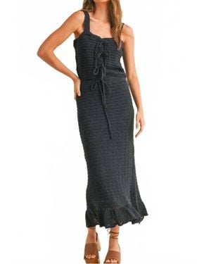 Miou Muse Crochet Top And Skirt Set - Black
