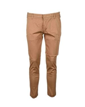 Entre Amis Slim Fit Pants With Subtle Pinstripe Pattern - Natural