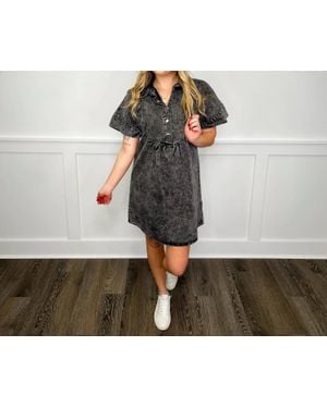 Blakeley Last Dance Denim Short Sleeve Mini Dress - Gray