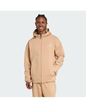 adidas Z.N.E. Full-Zip Hooded Track Jacket - Natural