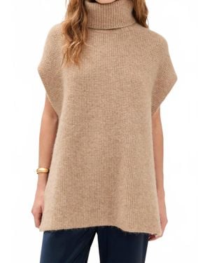 James Perse Waffle Knit Funnel Neck Tunic Top - Natural
