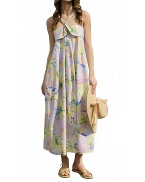 Dress Forum Floral Radiance Halter Neck Maxi Dress - White
