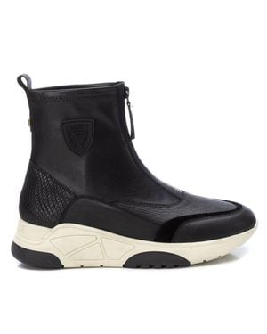 Xti Leather Casual Booties Carmela By - Black