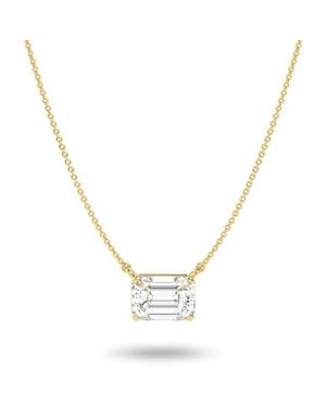 Brilliant Carbon Igi Certified 0.33 Ct. Tw. East-West Emerald Cut Lab Grown Diamond Necklace - Metallic