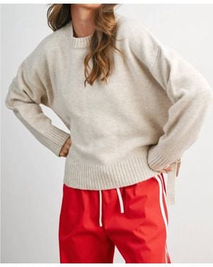 Buttermelon Kennedy Tie Split-Hem Sweater - Red