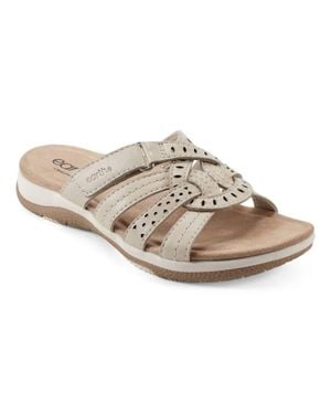 Earth Sassoni Strappy Slip-On Flat Sandals - White