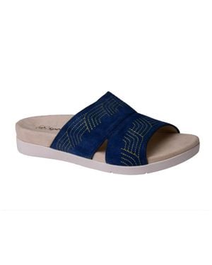 Spenco Twilight Ellie Sp1070Pea Sandals W Suede Slides Hawk1091 - Blue