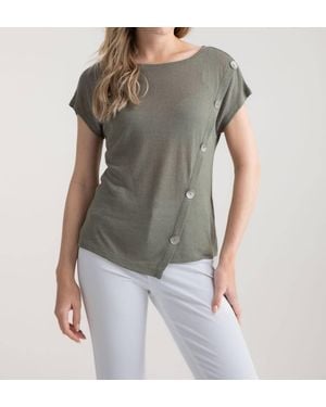 Marble Asymmetrical Button Top - Gray