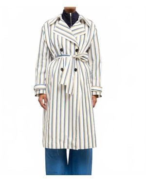 Leset Yoshi Stripe Trench Coat - White