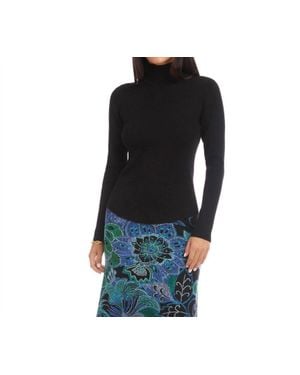 Karen Kane Ribbed Turtleneck Sweater - Black