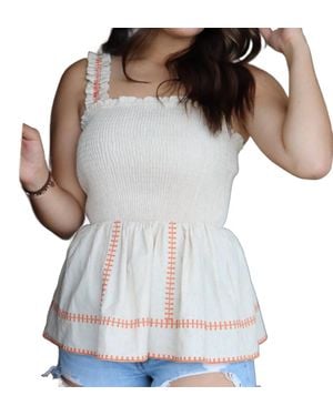 Strut & Bolt Get It Together Smocked Top - White