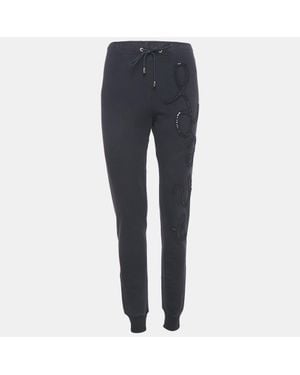 Love Moschino Love Applique Cotton Knit Sweat Pants - Blue