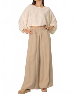 Before You Collection Cropped Linen Top - Natural