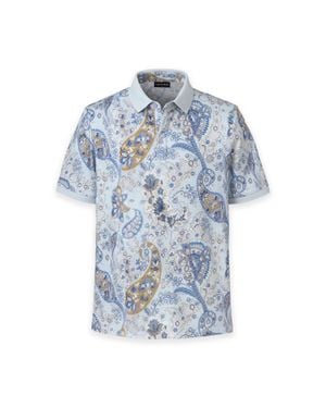 Paul Fredrick Cotton Three Button Polo - Blue