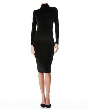 Alice + Olivia Delora Velvet Tassel Back Midi Dress - Black