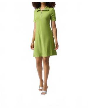 Joseph Ribkoff Silky Knit Zipped Collar Trapeze Dress - Green