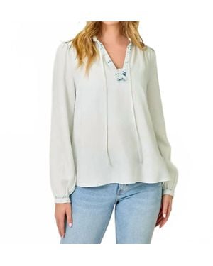 Mystree Tencel Ruffle Tie-Neck Blouse - White