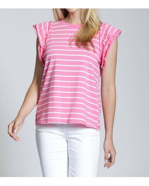 Apny Ruffle Cap Sleeve Tee - Pink