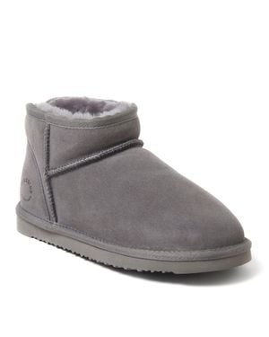 Dearfoams Riverland Genuine Shearling Micro Bootie - Gray