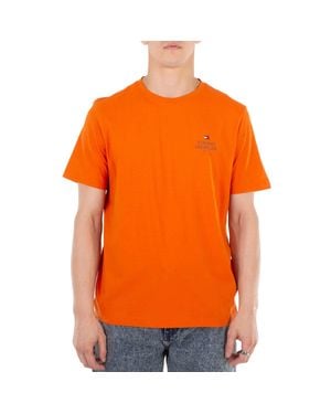 Tommy Hilfiger Stack Logo Cotton T-Shirt - Orange