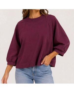 Lilla P Voluminous Crew Sweater - Purple