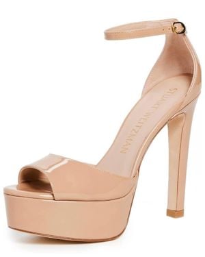 Stuart Weitzman Disco Patent-Leather Sandals - Natural