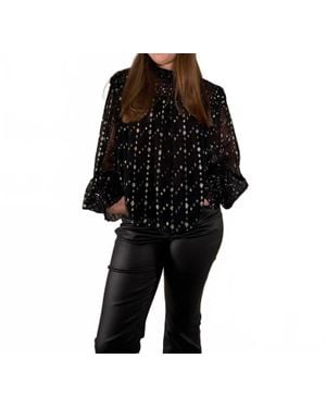 Elan Starlight Sheer Blouse - Black