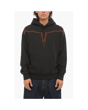 Marcelo Burlon Brushed Cotton Stitch Wings Hoodie - Black