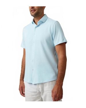Stone Rose Short Sleeve Pique Shirt - Blue