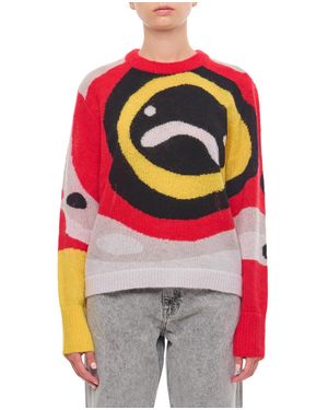 Charles Jeffrey Abstract Print Sweater With Crew Neckline And Ribbed Cuffs - Gray
