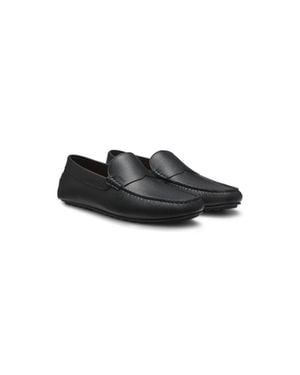 BOSS Tumbled-Leather Loafers With Driver Sole - Black