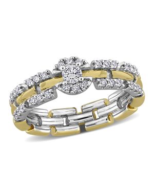 Mimi & Max Created Forever 2/5Ct Tw Lab-Grown Diamond Halo Link Ring Two-Tone Sterling - Metallic