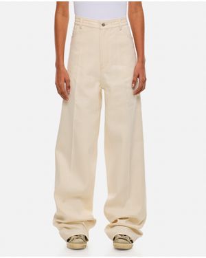 Setchu High-Waisted Wide-Leg Pants With Center Crease - Natural