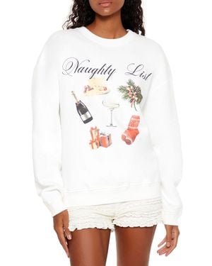 Forever 21 Naughty List Graphic Pullover - White